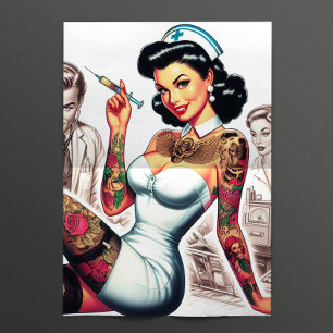 Tätowierte Krankenschwester Pin-up Seidenpapier