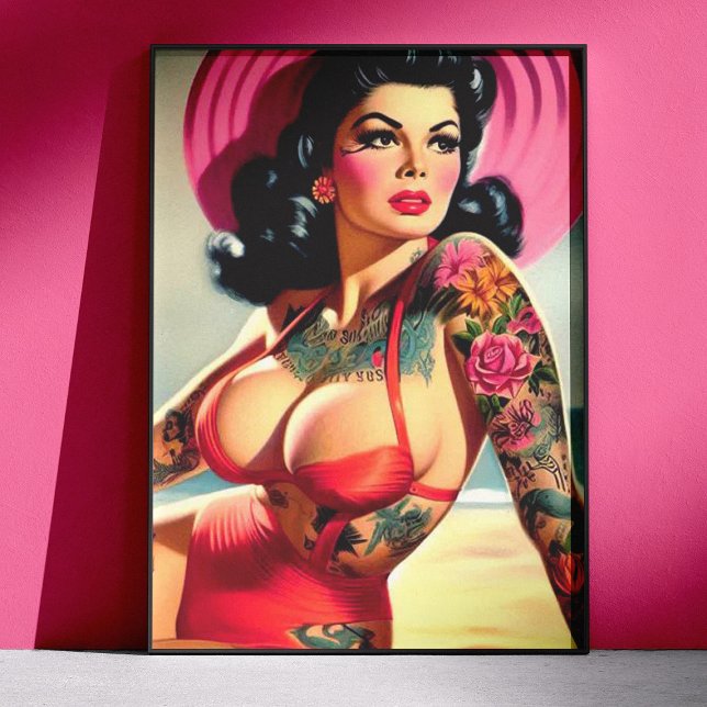 Tätowierte Strand-Pin-up Poster (Von Creator hochgeladen)