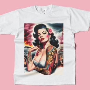 Tätowierte Vintage Pin-up T-Shirt