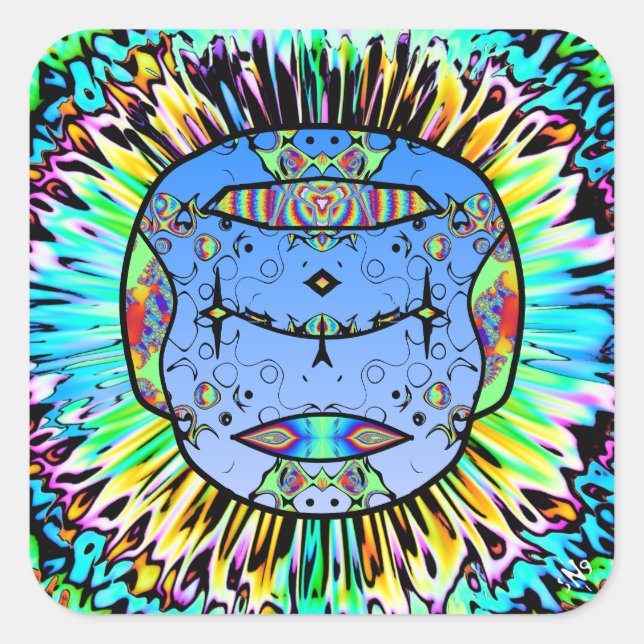 Tätowierter Schädel v0 Quadratischer Aufkleber (Vorderseite)