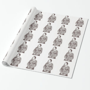 Tätowierter viktorianischer Mann mit Schnurrbart Geschenkpapier