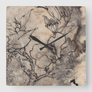 Tätowiertes Blumeni Quadratische Wanduhr
