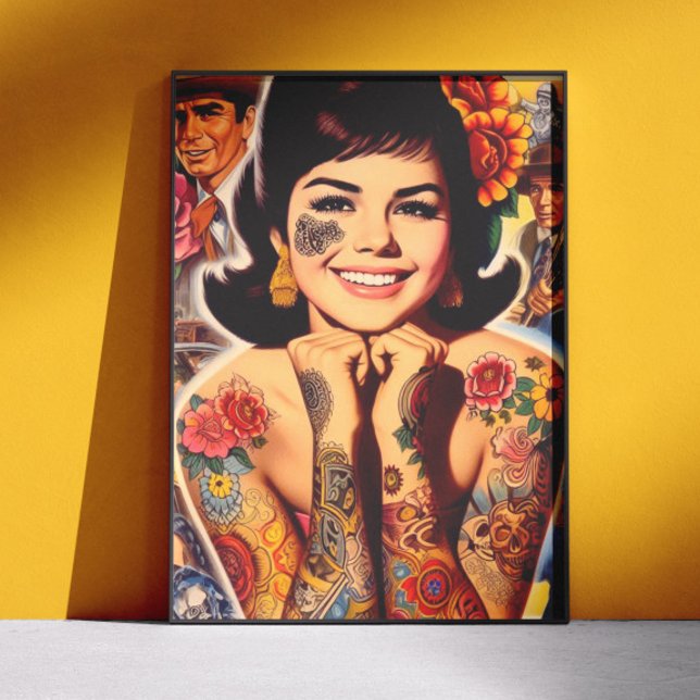 Tätowiertes Mädchen im alten Stil Poster (Von Creator hochgeladen)