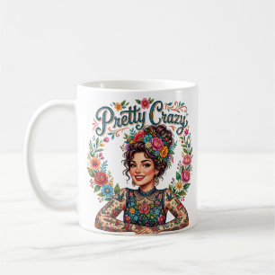 Tätowierung einer ziemlich verrückten Blumenfrau Kaffeetasse