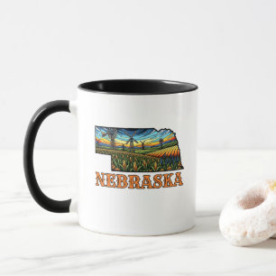 Tätowierung im Nebraska-Stil mit Kornfeldern Tasse