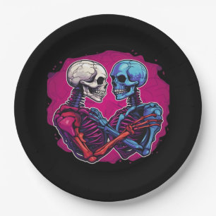 Tätowierung im Retro-Stil: Skeletthände halten Her Pappteller
