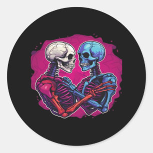 Tätowierung im Retro-Stil: Skeletthände halten Her Runder Aufkleber
