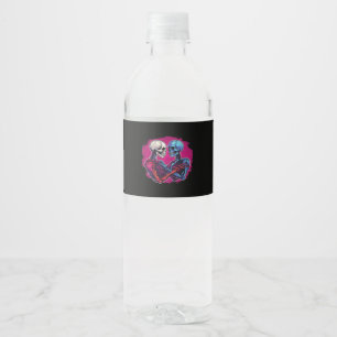 Tätowierung im Retro-Stil: Skeletthände halten Her Wasserflaschenetikett
