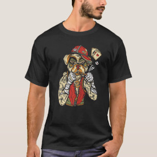 Tätowierung Pitbull Hund Boxer Pitbull Hund Poker T-Shirt