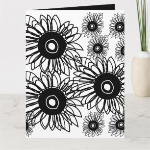 Tätowierung Sonnenblume Floral Schwarz Weiß Tattoo Karte