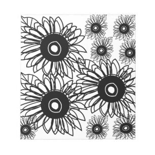 Tätowierung Sonnenblume Floral Schwarz Weiß Tattoo Notizblock