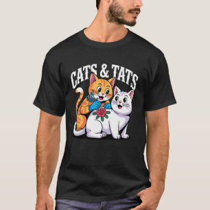 Tätowierungen und Katzen Old School Tattoo-Künstle T-Shirt