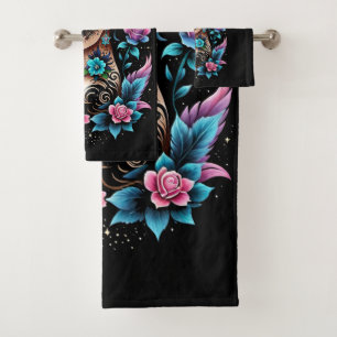 Tätowierungen und Rosen Badhandtuch Set