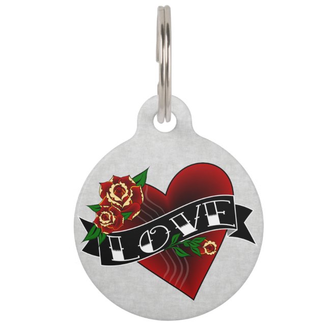 Tätowierungs-Herz-Liebe-Hundehaustier-Umbau Haustiermarke (Vorderseite)