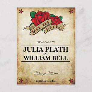 Tätowierungs-Rose Save the Date Ankündigungspostkarte