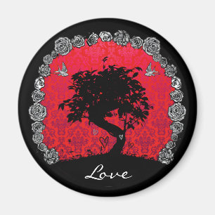 Tätowierungs-Rosen-Bonsais-Baum der Liebe-Schwalb Magnet