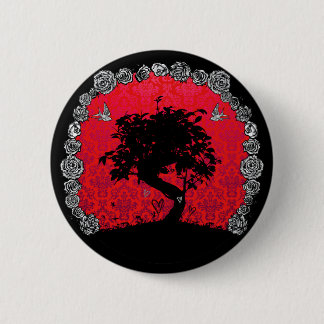 Tätowierungs-Rosen-Bonsais-Baum der Liebe-Schwalbe Button