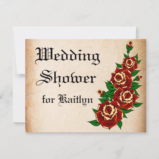 Tätowierungs-Rosen-Brautparty Einladung (Vorderseite)