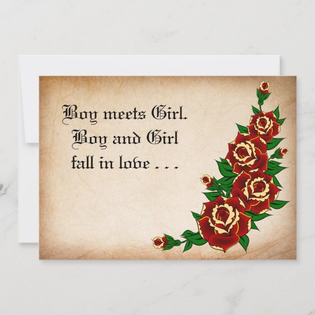 Tätowierungs-Rosen-Hochzeits-Einladung Einladung (Vorderseite)