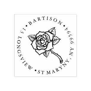 TÄTOWIERUNGS-ROSEN-RUNDE RÜCKSENDEADRESSE GUMMISTEMPEL