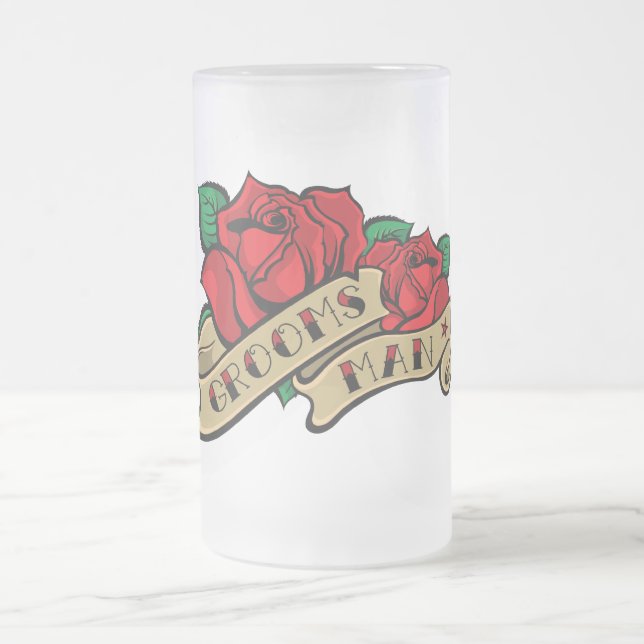 Tätowierungs-Rosen-Trauzeuge-Gastgeschenk Mattglas Bierglas (Mittel)
