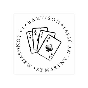 TÄTOWIERUNGS-SPIELKARTE-RUNDE RÜCKSENDEADRESSE GUMMISTEMPEL