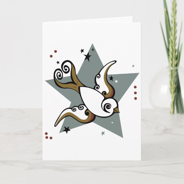 Tätowierungs-städtischer Schwalben-Vogel-Entwurf Karte (Vorderseite)