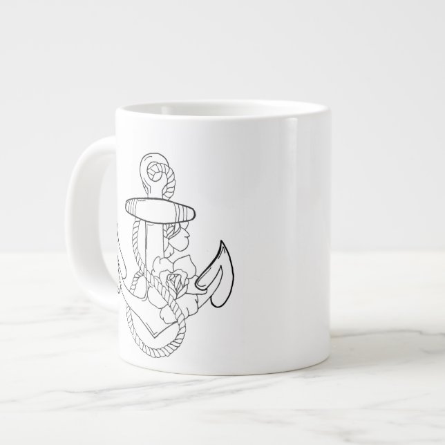 Tätowierungsartanker Jumbo-Tasse (Vorderseite Links)