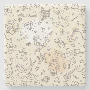 Tätowierungskonzeptmuster Steinuntersetzer