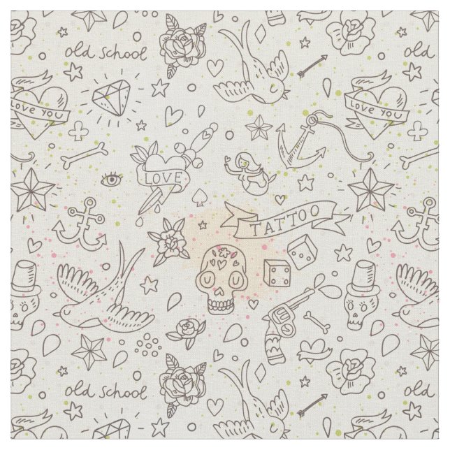 Tätowierungskonzeptmuster Stoff (Nahaufnahme)