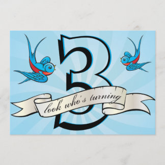 Tätowierungsschwalbenvogel scherzt ibirthay Party Einladung