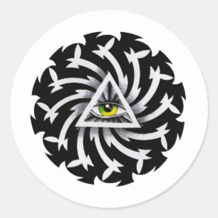 Tätowierungssymbol cooler Cartoon Dritte Augenweid Runder Aufkleber