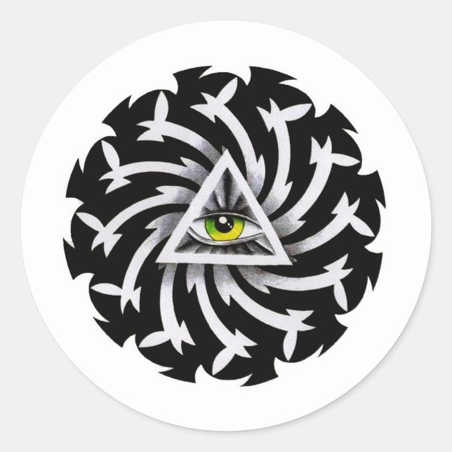 Tätowierungssymbol cooler Cartoon Dritte Augenweid Runder Aufkleber (Vorderseite)