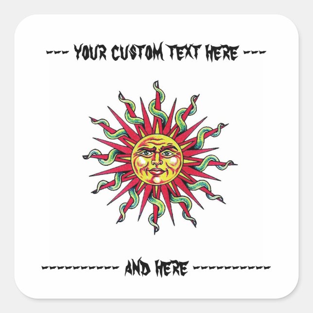 Tätowierungssymbol für coole Cartoon Quadratischer Aufkleber (Vorderseite)