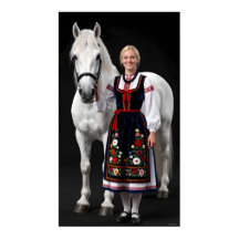 Tatra-Volk-Mädchen und Weißes Pferd Poster