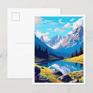 Tatry Polen Kunst Vintage Reise Illustration Postkarte
