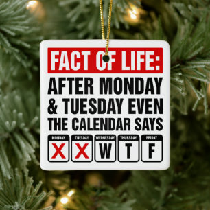 Tatsache des Lebens Kalender sagt WTF Humor Keramikornament