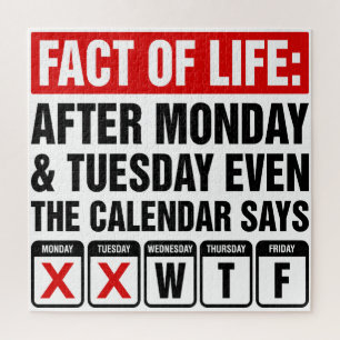 Tatsache des Lebens Kalender sagt WTF Humor Puzzle