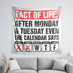 Tatsache des Lebens Kalender sagt WTF Humor Wandteppich