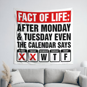 Tatsache des Lebens Kalender sagt WTF Humor Wandteppich