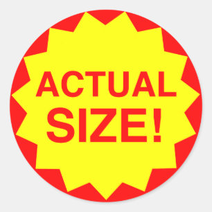 Tatsächliche Größe! Runder Aufkleber