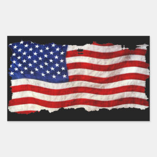 Tattered Grunge Patriotic USA Flag, Vereinigte Sta Rechteckiger Aufkleber