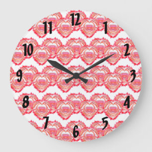 Tattered Herzen multipliziert über Weiß Große Wanduhr