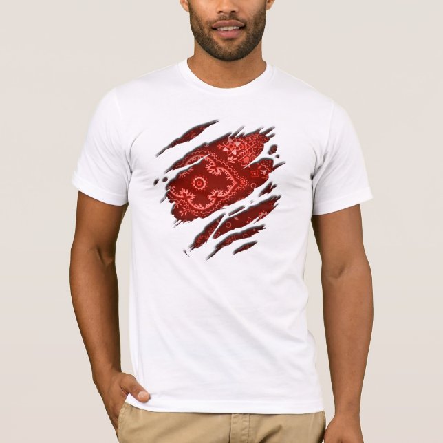 Tattered roter Bandana T-Shirt (Vorderseite)