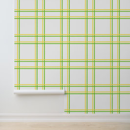 Tattersall in Lemon & Lime auf weißem Peel & Stick Tapete