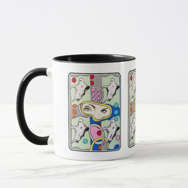 "Tattletales in the Spirit Box" Gemälde auf einem Tasse (Links)