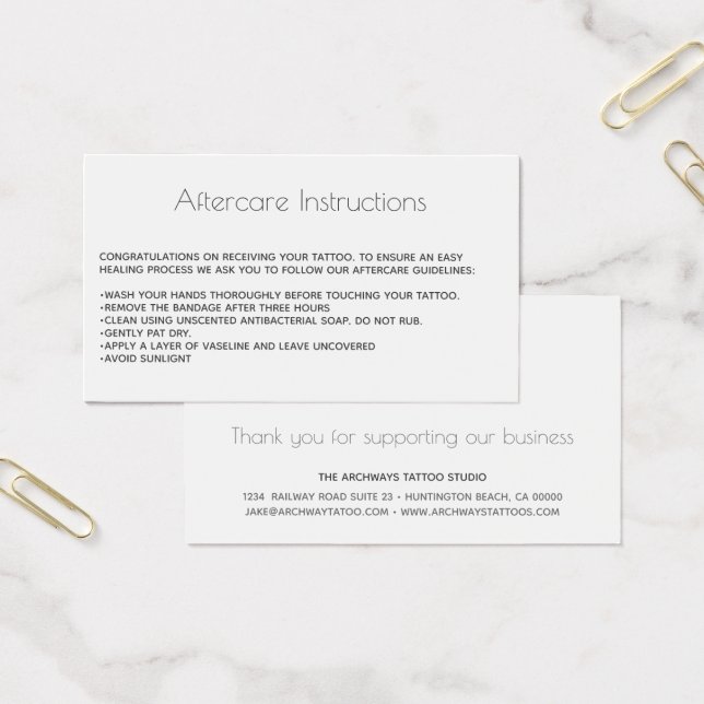 Tattoo Aftercare Advice Care with Logo (Büro)