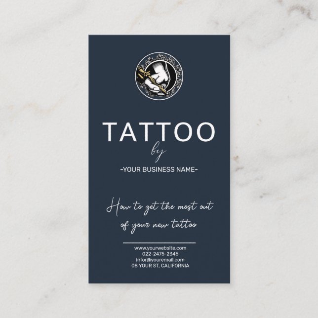 Tattoo Aftercare Instructions Card mit Logo Visitenkarte (Vorderseite)