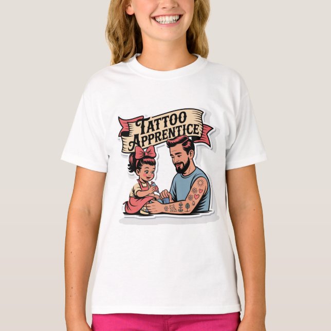 Tattoo Apprentice - Niedlicher Cartoon Vater & Toc T-Shirt (Vorderseite)