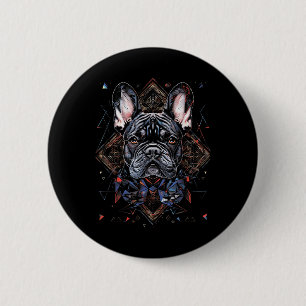 Tattoo Art French Bulldog Combined Geometric Button